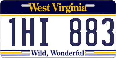WV license plate 1HI883