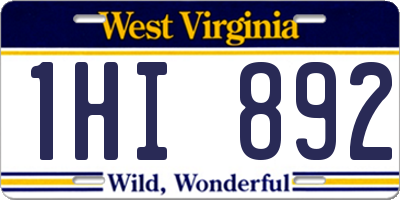 WV license plate 1HI892
