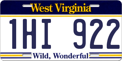 WV license plate 1HI922