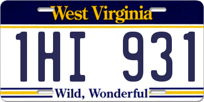 WV license plate 1HI931
