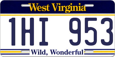 WV license plate 1HI953