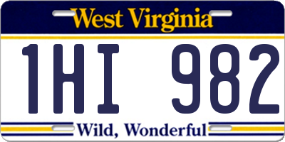 WV license plate 1HI982