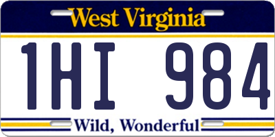 WV license plate 1HI984