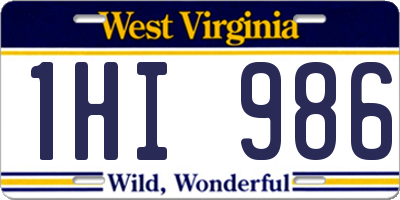 WV license plate 1HI986