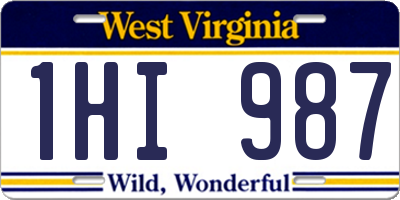 WV license plate 1HI987