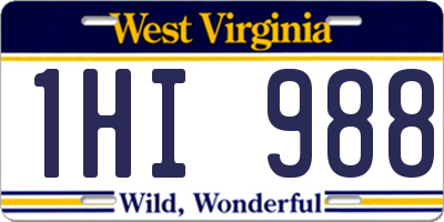 WV license plate 1HI988
