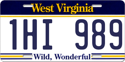 WV license plate 1HI989