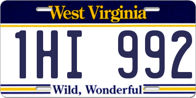 WV license plate 1HI992