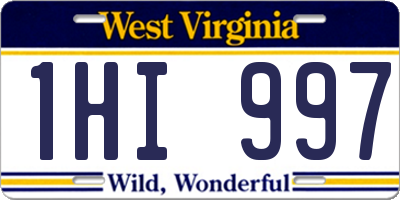 WV license plate 1HI997