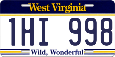 WV license plate 1HI998