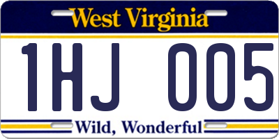 WV license plate 1HJ005