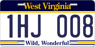 WV license plate 1HJ008