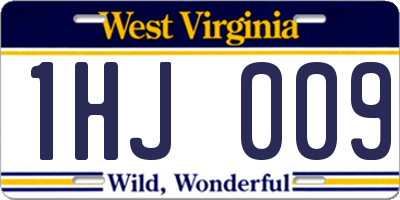 WV license plate 1HJ009