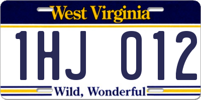WV license plate 1HJ012