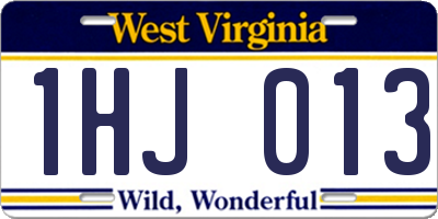 WV license plate 1HJ013