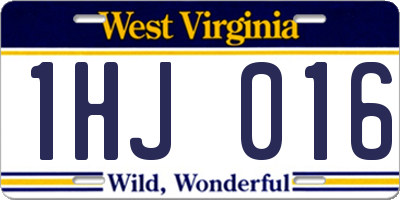 WV license plate 1HJ016