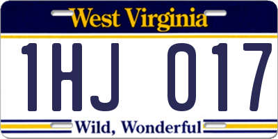 WV license plate 1HJ017