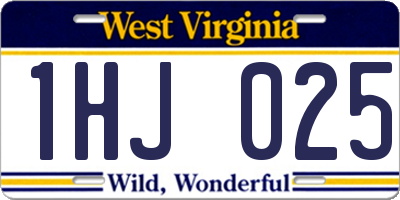 WV license plate 1HJ025