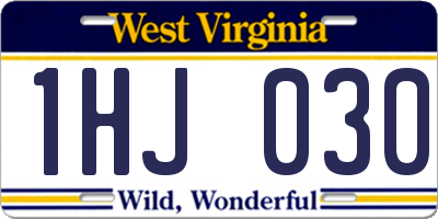 WV license plate 1HJ030