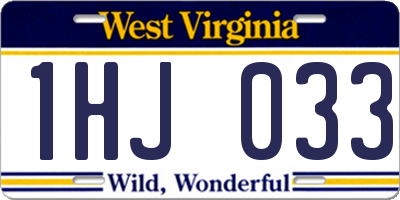 WV license plate 1HJ033