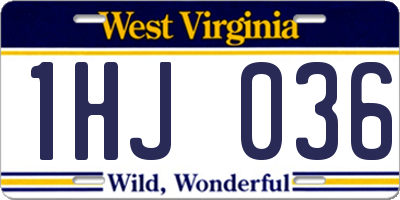 WV license plate 1HJ036
