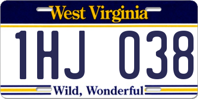 WV license plate 1HJ038