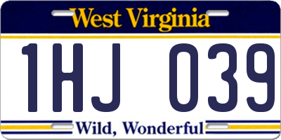 WV license plate 1HJ039