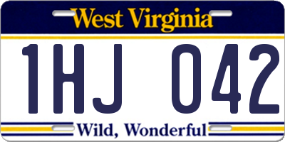 WV license plate 1HJ042