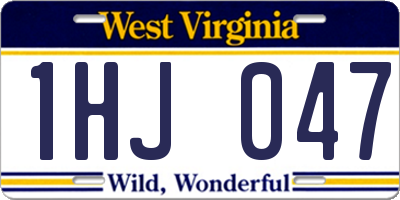 WV license plate 1HJ047