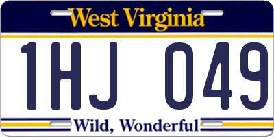 WV license plate 1HJ049