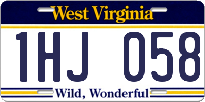 WV license plate 1HJ058