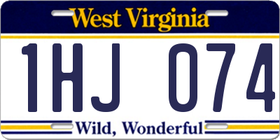 WV license plate 1HJ074
