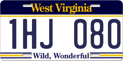 WV license plate 1HJ080