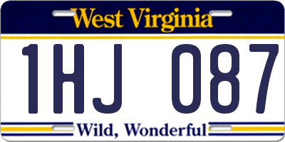 WV license plate 1HJ087