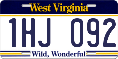 WV license plate 1HJ092