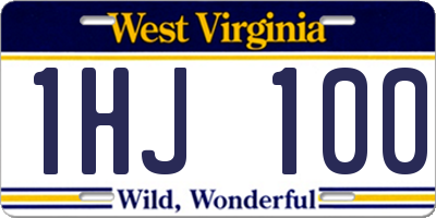 WV license plate 1HJ100