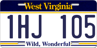 WV license plate 1HJ105