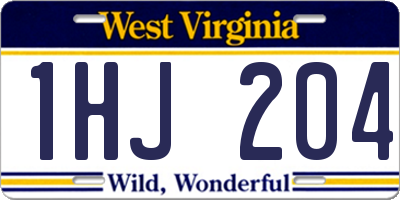 WV license plate 1HJ204