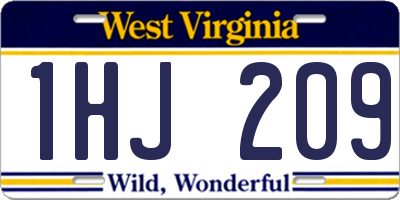 WV license plate 1HJ209