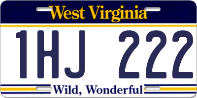 WV license plate 1HJ222