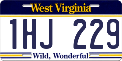 WV license plate 1HJ229