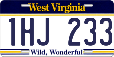 WV license plate 1HJ233