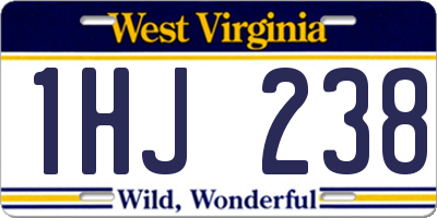 WV license plate 1HJ238