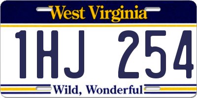 WV license plate 1HJ254