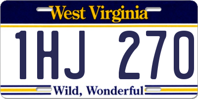 WV license plate 1HJ270