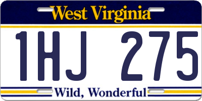 WV license plate 1HJ275