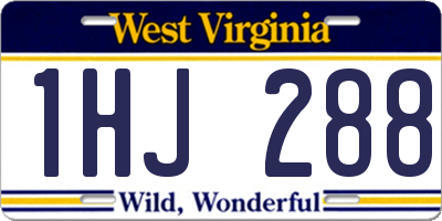 WV license plate 1HJ288