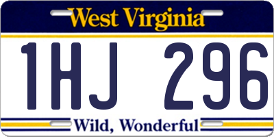 WV license plate 1HJ296