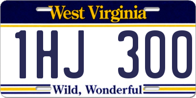 WV license plate 1HJ300