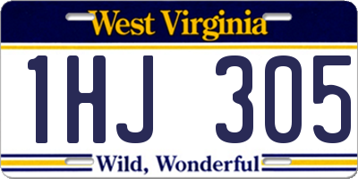 WV license plate 1HJ305